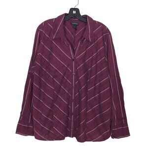 Lane Bryant Blouse Women’s 18 20 Herringbone Striped Button Down Front Shirt Top